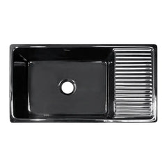 WHITEHAUS 36″ Quatro Alcove Large Reversible Fireclay Kitchen Sink with Integral Drainboard - WHQD540 - The Home Selection