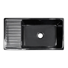 WHITEHAUS 36″ Quatro Alcove Large Reversible Fireclay Kitchen Sink with Integral Drainboard - WHQD540 - The Home Selection