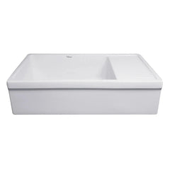 WHITEHAUS 36″ Quatro Alcove Large Reversible Fireclay Kitchen Sink with Integral Drainboard - WHQD540 - The Home Selection