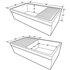 WHITEHAUS 36″ Quatro Alcove Large Reversible Fireclay Kitchen Sink with Integral Drainboard - WHQD540 - The Home Selection
