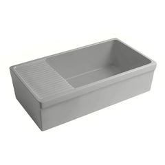 WHITEHAUS 36″ Quatro Alcove Large Reversible Fireclay Kitchen Sink with Integral Drainboard - WHQD540 - The Home Selection