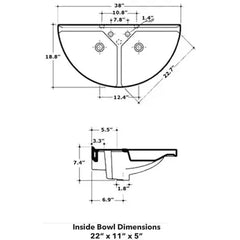 WHITEHAUS 38″ Isabella Collection Large U-shaped Wall Mount Double Basin with Chrome Overflows – LU020 - The Home Selection