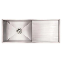WHITEHAUS 39″ Noah’s Collection Brushed Stainless Steel Commercial Single Bowl Reversible Undermount Sink with an Integral Drain Board - WHNCM4019 - The Home Selection
