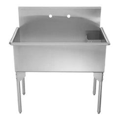 WHITEHAUS 39″ Pearlhaus Stainless Steel Large, Single Bowl Freestanding Utility Sink - WHLS3618-NP - The Home Selection
