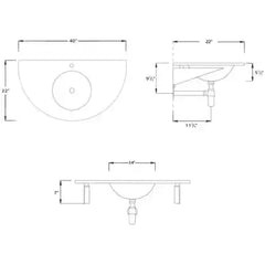 WHITEHAUS 40″ New Generation Large Arched 1/2″ Matte Glass Counter Top with Integrated Round Basin - WHLOOM-A - The Home Selection