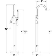 WHITEHAUS 41″ Bathhaus Freestanding Single Lever Tub Filler with Integrated Diverter Valve and Hand Held Shower Spray Spray - WHT7369S-C - The Home Selection