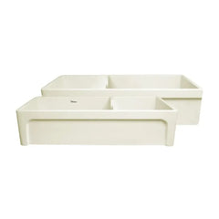 WHITEHAUS 42″ Glencove Large Double Bowl Reversible Fireclay Sink with Beveled Front Apron - WHQDB5542 - The Home Selection