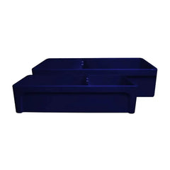 WHITEHAUS 42″ Glencove Large Double Bowl Reversible Fireclay Sink with Beveled Front Apron - WHQDB5542 - The Home Selection