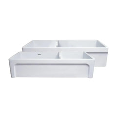 WHITEHAUS 42″ Glencove Large Double Bowl Reversible Fireclay Sink with Beveled Front Apron - WHQDB5542 - The Home Selection