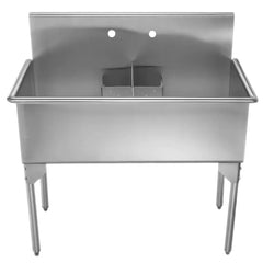 WHITEHAUS 43″ Pearlhaus Stainless Steel Double Bowl Freestanding Utility Sink - WHLSDB4020-NP - The Home Selection