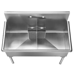 WHITEHAUS 43″ Pearlhaus Stainless Steel Double Bowl Freestanding Utility Sink - WHLSDB4020-NP - The Home Selection