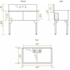 WHITEHAUS 43″ Pearlhaus Stainless Steel Double Bowl Freestanding Utility Sink - WHLSDB4020-NP - The Home Selection