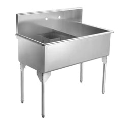 WHITEHAUS 43″ Pearlhaus Stainless Steel Double Bowl Freestanding Utility Sink - WHLSDB4020-NP - The Home Selection