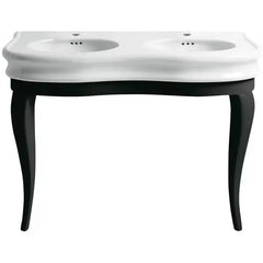 WHITEHAUS 47″ Isabella Collection Large Console with Integrated Oval Bowls, Overflow and Black Wooden Leg Support – LA12-LAM120B - The Home Selection