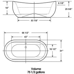 WHITEHAUS 66" Bathhaus Oval Double Ended Lucite Acrylic Freestanding Bathtub with Curved Rim - WHYB170BATH - The Home Selection