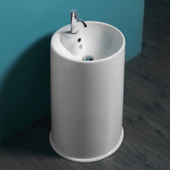 WHITEHAUS Britannia Freestanding Cylindrical Bathroom Basin with Single Faucet Hole Drill – B-gte - The Home Selection