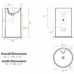WHITEHAUS Britannia Freestanding Cylindrical Bathroom Basin with Single Faucet Hole Drill – B-gte - The Home Selection