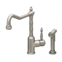 WHITEHAUS Jem Collection Single Lever Handle Faucet with Traditional Swivel Spout and Solid Brass Side Spray – WH2070800 - The Home Selection