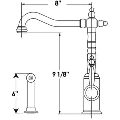 WHITEHAUS Jem Collection Single Lever Handle Faucet with Traditional Swivel Spout and Solid Brass Side Spray – WH2070800 - The Home Selection