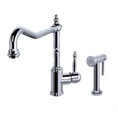 WHITEHAUS Jem Collection Single Lever Handle Faucet with Traditional Swivel Spout and Solid Brass Side Spray – WH2070800 - The Home Selection