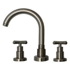WHITEHAUS Luxe Widespread Lavatory Faucet with Tubular Swivel Spout, Cross Handles and Pop-Up Waste - WHLX79214-BN - The Home Selection