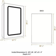 WHITEHAUS Medicinehaus Recessed Single Mirrored Door Medicine Cabinet with Outlet and Led Power Dimmer for Light - WHKAL7055-I - The Home Selection
