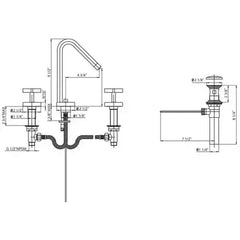 WHITEHAUS Metrohaus Lavatory Widespread Faucet with 45-Degree Swivel Spout and Pop-Up Waste with Cross Handles - WH832148 - The Home Selection