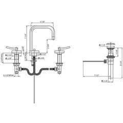 WHITEHAUS Metrohaus Lavatory Widespread Faucet with Swivel Spout, Pop-Up Waste and Lever Handles - WH81214L - The Home Selection