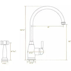 WHITEHAUS Queenhaus Single Lever Faucet with a Long Gooseneck Spout, Solid Single Lever Handle and Solid Brass Side Spray - WHQN-34682 - The Home Selection