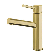 WHITEHAUS Solid Stainless Steel, Single Hole, Single Lever Kitchen Faucet with Pull-Out Spray Head - WHS1394-PSK - The Home Selection