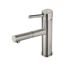 WHITEHAUS Solid Stainless Steel, Single Hole, Single Lever Kitchen Faucet with Pull-Out Spray Head - WHS1394-PSK - The Home Selection