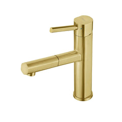 WHITEHAUS Solid Stainless Steel, Single Hole, Single Lever Kitchen Faucet with Pull-Out Spray Head - WHS1394-PSK - The Home Selection