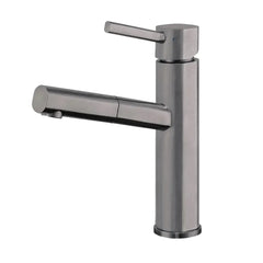 WHITEHAUS Solid Stainless Steel, Single Hole, Single Lever Kitchen Faucet with Pull-Out Spray Head - WHS1394-PSK - The Home Selection