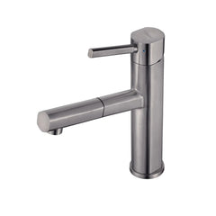 WHITEHAUS Solid Stainless Steel, Single Hole, Single Lever Kitchen Faucet with Pull-Out Spray Head - WHS1394-PSK - The Home Selection