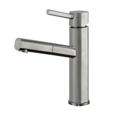 WHITEHAUS Solid Stainless Steel, Single Hole, Single Lever Kitchen Faucet with Pull-Out Spray Head - WHS1394-PSK - The Home Selection