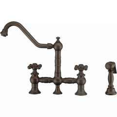 WHITEHAUS Vintage III plus Bridge Faucet with Long Traditional Swivel Spout, Cross Handles and Solid Brass Side Spray - WHKBTCR3-9201-NT - The Home Selection