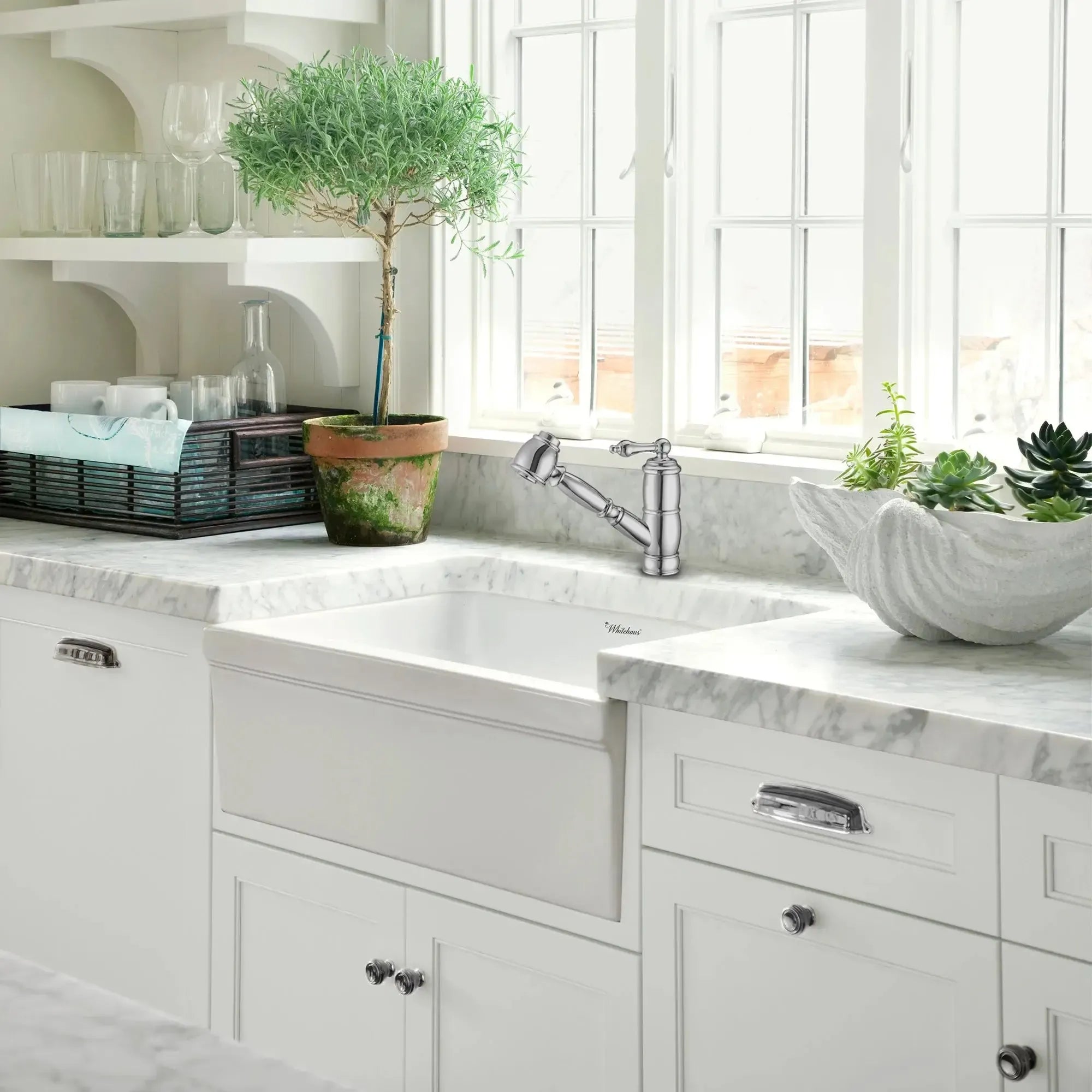 WHITEHAUS Vintage III plus Single Hole, Single Lever Faucet with a Pull-Out Spray Head - WHKPSL3-2222-NT - The Home Selection