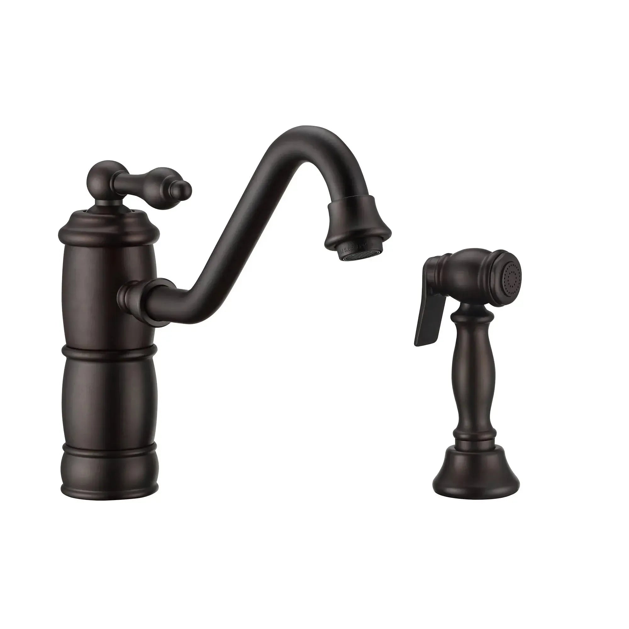 WHITEHAUS Vintage III plus Single Lever Faucet with Traditional Swivel Spout and Solid Brass Side Spray - WHKTSL3-2200-NT - The Home Selection