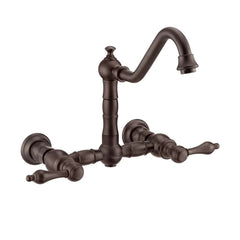 WHITEHAUS Vintage III plus Wall Mount Faucet with a Long Traditional Swivel Spout, Lever Handles and Solid Brass Side Spray - WHKWLV3-9402-NT - The Home Selection