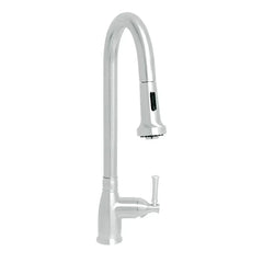 WHITEHAUS Waterhaus Lead-Free Solid Stainless Steel Single-Hole Faucet with Gooseneck Swivel Spout, Pull Down Spray Head and Solid Lever Handle - WHS6800-PDK - The Home Selection