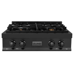 ZLINE 30" Porcelain Gas Stovetop in Black Stainless Steel with 4 Gas Brass Burners (RTB-BR-30)