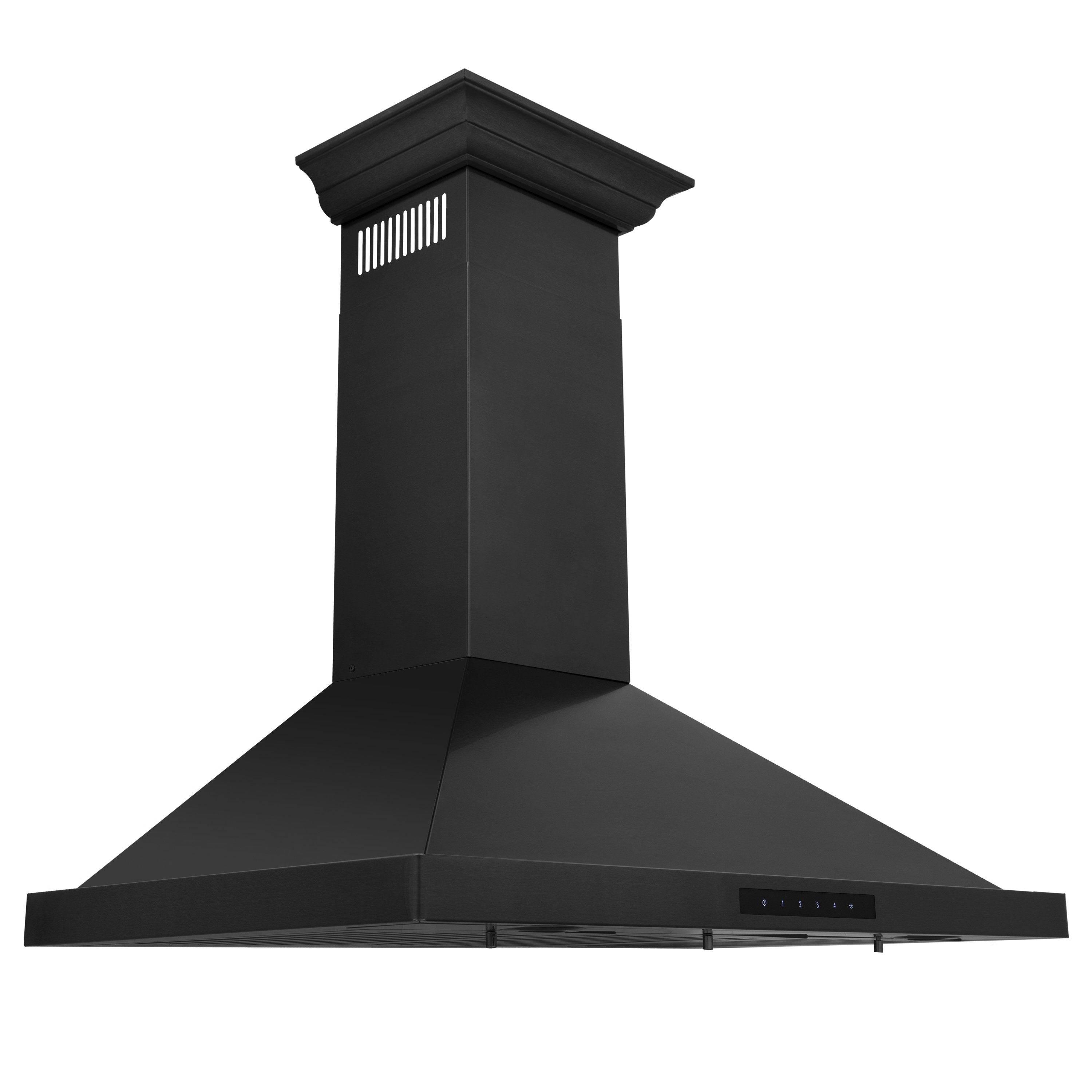 ZLINE Convertible Vent Wall Mount Range Hood in Black Stainless Steel with Crown Molding - BSKBNCRN-24