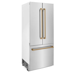 ZLINE 36" Autograph Edition 19.6 cu. ft. Built-in 2-Door Bottom Freezer Refrigerator with Internal Water and Ice Dispenser in Stainless Steel (RBIVZ-304-36)