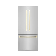 ZLINE 36" Autograph Edition 19.6 cu. ft. Built-in 2-Door Bottom Freezer Refrigerator with Internal Water and Ice Dispenser in Stainless Steel (RBIVZ-304-36)