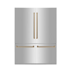 ZLINE 60" Autograph Edition 32.2 cu. ft. Built-in 4-Door French Door Refrigerator with Internal Water and Ice Dispenser in Stainless Steel with Gold Accents (RBIVZ-304-60-G)