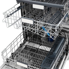 ZLINE Autograph Edition 24" 3rd Rack Top Touch Control Tall Tub Dishwasher in Black Stainless Steel with Handle, 45dBa (DWMTZ-BS-24)