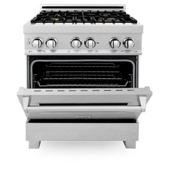 ZLINE 30" Professional Dual Fuel Range in DuraSnow® RAS-SN-30