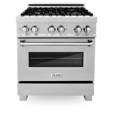 ZLINE 30" Professional Dual Fuel Range in DuraSnow® RAS-SN-30