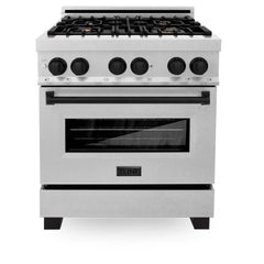 ZLINE Autograph Edition 30" 4.0 cu. ft. Dual Fuel Range with Gas Stove and Electric Oven in DuraSnow® Stainless Steel with Accents - RASZ-SN-30