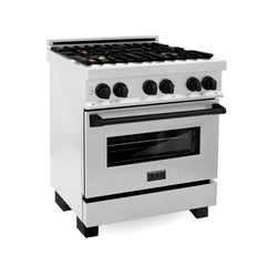 ZLINE Autograph Edition 30" 4.0 cu. ft. Dual Fuel Range with Gas Stove and Electric Oven in DuraSnow® Stainless Steel with Accents - RASZ-SN-30